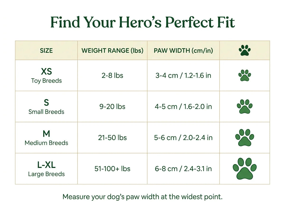 Senior Paw Hero size guide - Find your hero perfect fit